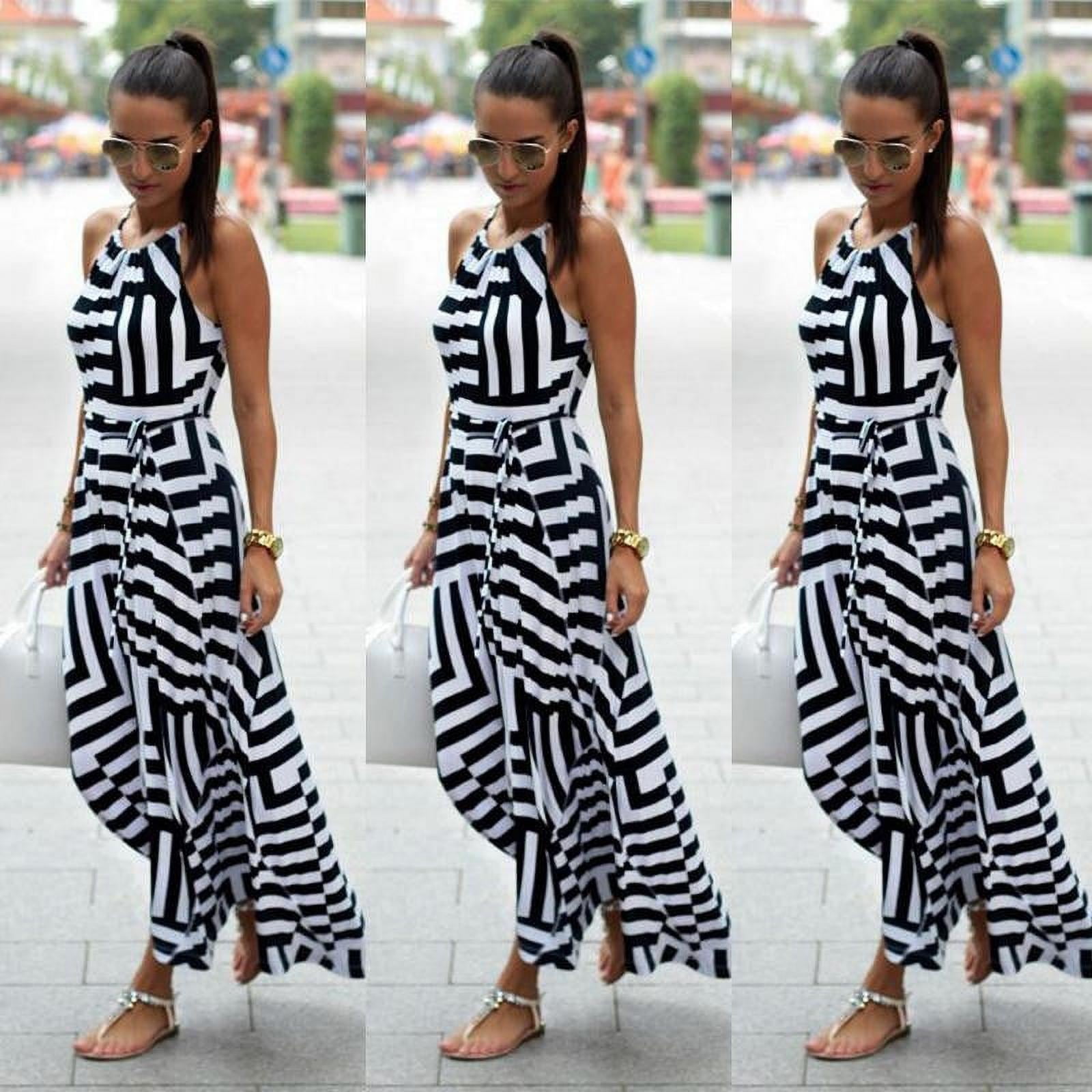 black and white stripped dress
